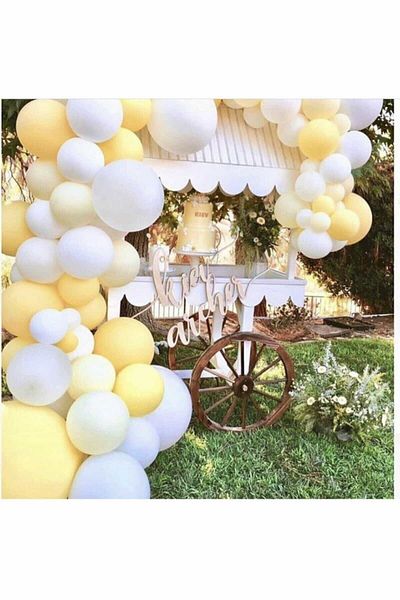 Party City 100Pcs White Yellow Birthday Balloon Chain Set