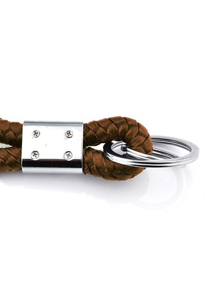 C9 Volkswagen Real Leather Braided Brown Keychain