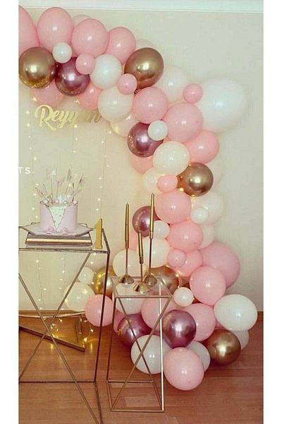 Party City Chrome Pink Chrome Gold Pastel White Pink Balloon Concept Balloon