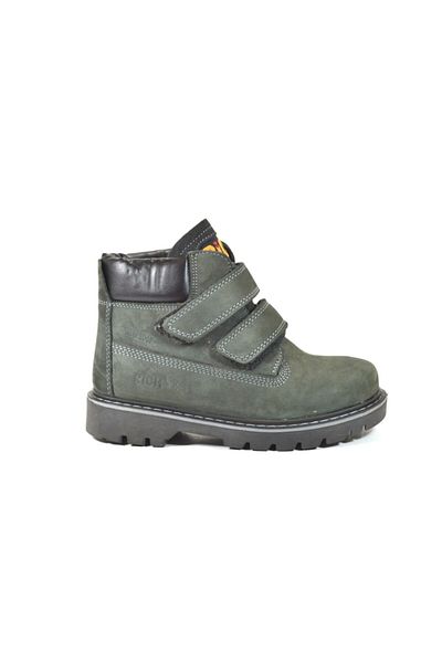 Rich 402 Cizme ortopedice pentru băieți din piele naturală uleiată gri Velcro