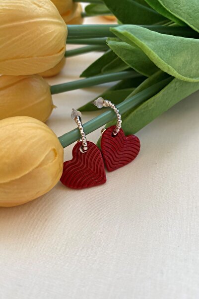 Leerybee أقراط قلب حمراء لامعة مضادة للحساسية