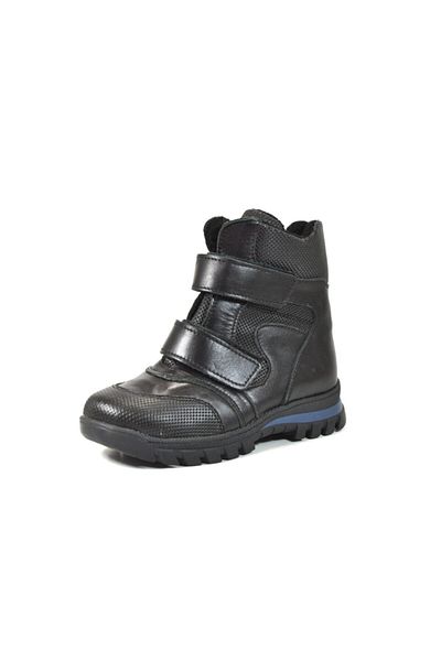 Bayrak T.354 Черни туристически обувки с велкро от естествена кожа за момчета, размер 26-30