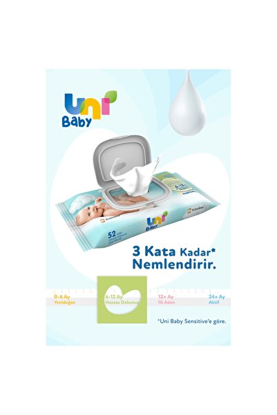 Uni Baby Hassas Dokunuş Islak Mendil 2x52 Li
