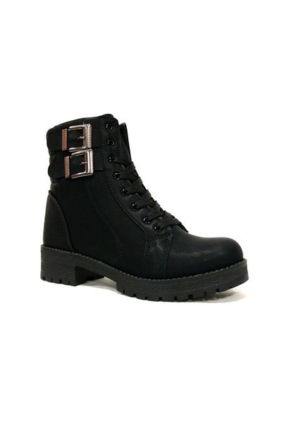 Twingo Women's Black Lace-up Zippered Anatomical Boots