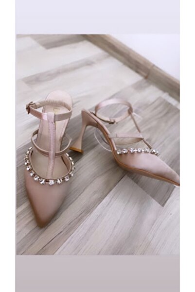 LADİESHOE Heeled Pyramid Stone Skin Stiletto Shoes