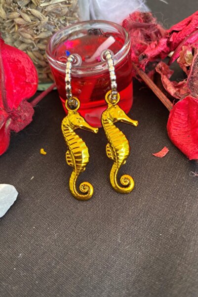 Leerybee أقراط فرس البحر مضادة للحساسية باللون الذهبي والكروم