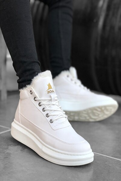 Mida Shoes Içi Kürklü Bağcıklı Beyaz Erkek Spor Bot