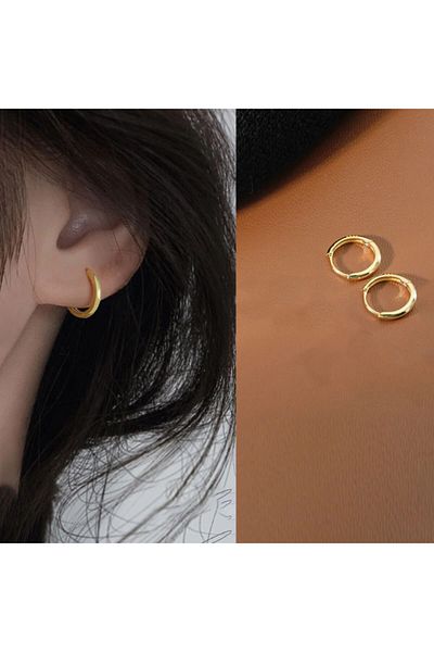 The Collection Unisex Surgical Steel Gold Color 12 Mm Hoop Earring