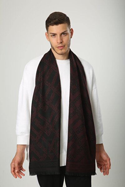 FELLMENS Eșarfă pentru bărbați din cașmir negru cu două fețe