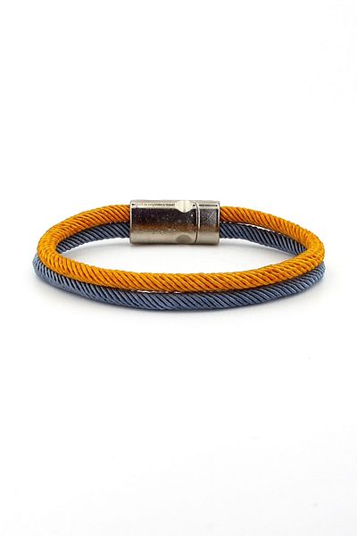Solfera Gray Mustard Two Row Metal Magnet Men's Bracelet M014r