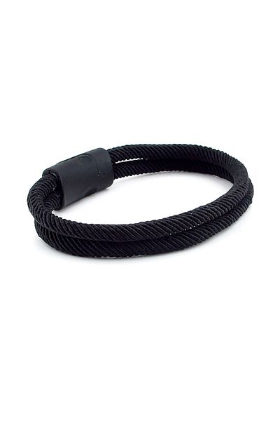 Solfera Black Two Rows Metal Black Magnet Men's Bracelet M013a