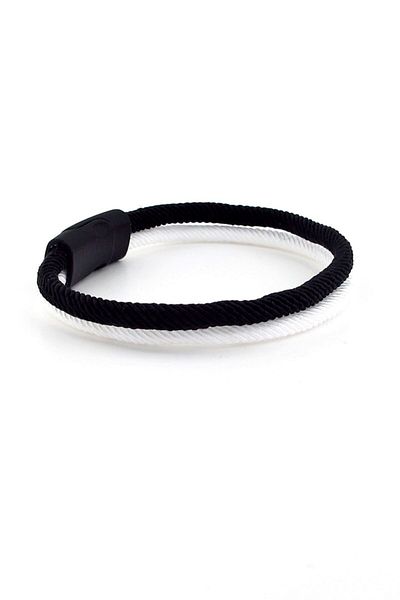 Solfera Black White Two Row Magnetic Clip Men's Bracelet M014a