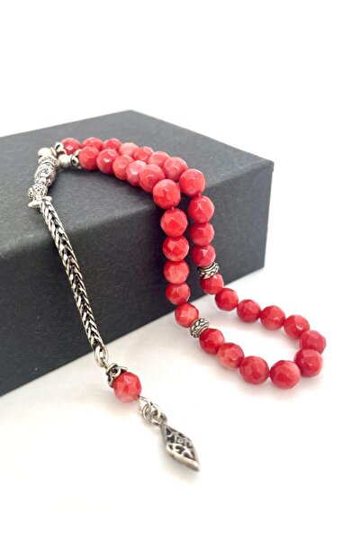 AgateStones Orijinal Mercan Taşı Gümüş Tesbih