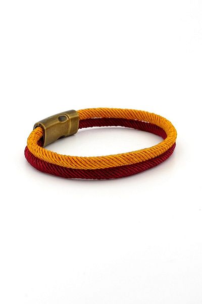 Solfera Claret Red Mustard Two Row Magnetic Clip Men's Bracelet M014p