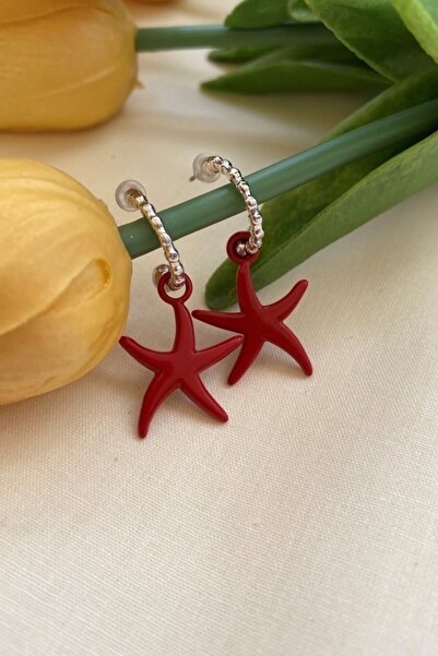 Leerybee Bright Red Color Antiallergic Star Earrings