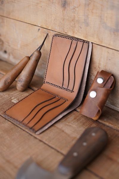 New Coast Leather 1900's Комплект ключодържатели от мъжки портфейл от естествена кожа, ръчно изработен