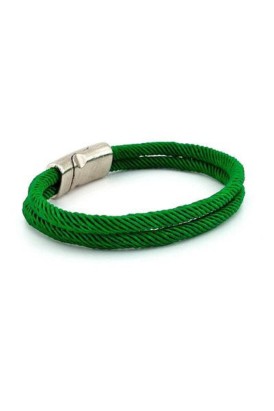 Solfera Green Colored Two Rows Metal Magnet Men's Bracelet M013t