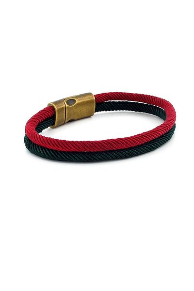 Solfera Burgundy Green Two Rows Metal Magnet Men's Bracelet M014v