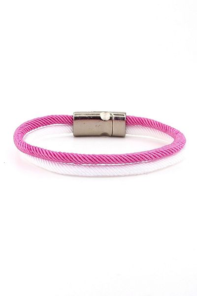 Solfera Pink White Two Rows Metal Magnet Men's Bracelet M014b