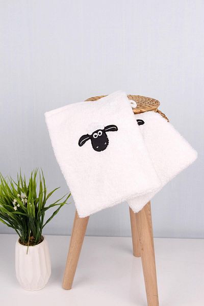 Baveno 100% Cotton 2-Piece Lamb Embroidered Pouch