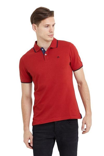 Woolnat Ανδρικό μπλουζάκι Polo Neck ριγέ βαμβακερό
