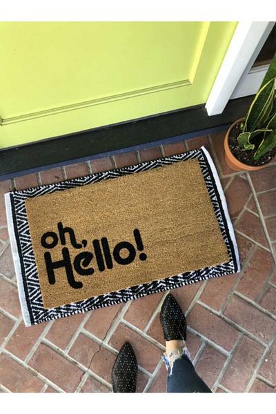 DefLife Home Oh Hello!Black Door Front Koko Mat