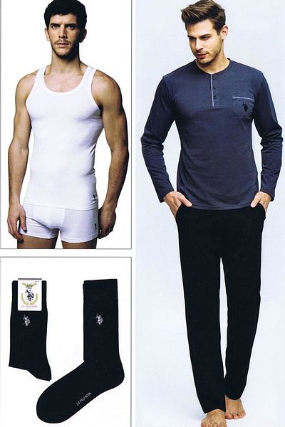U.S. Polo Assn. Byrbrf Long Sleeve Polo Men's Pajamas Dowry Set - 17394