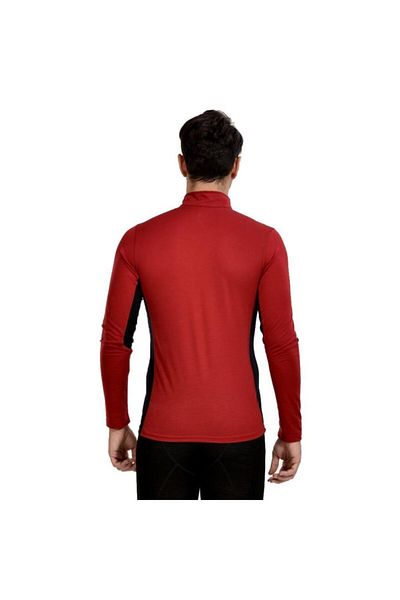 Woolnat Merino Wool Turtleneck Zippered Long Sleeve Men's T-shirt
