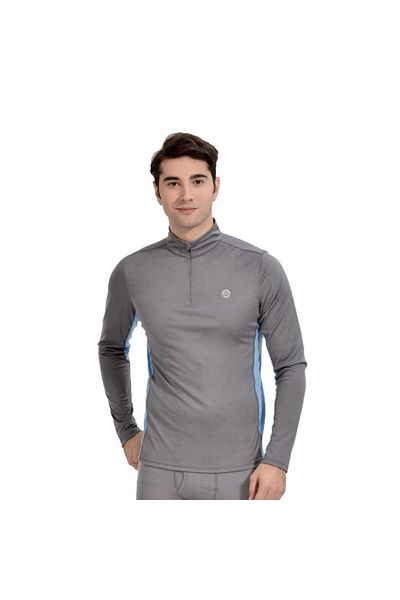 Woolnat Merino Wool Turtleneck Zippered Long Sleeve Men's T-shirt