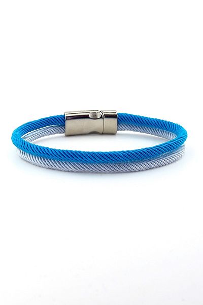 Solfera Blue Gray Two Row Metal Magnet Men's Bracelet M014y