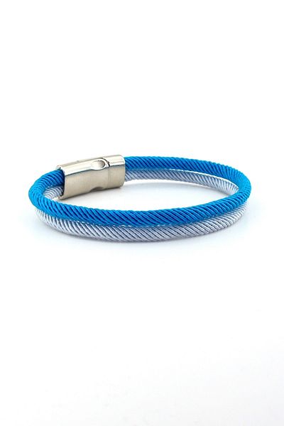 Solfera Blue Gray Two Row Metal Magnet Men's Bracelet M014y