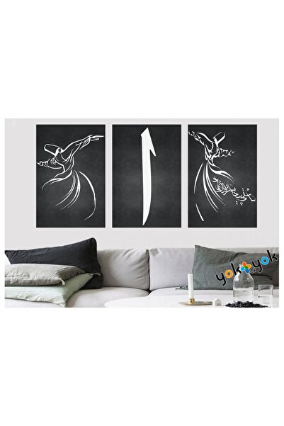 Genel Markalar Semazen & Elif Dekoratif Duvar Ahşap (mdf) 3'lü Tablo 20x30