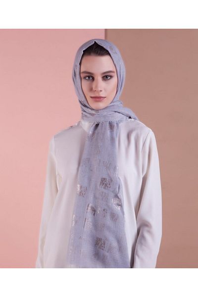 Artikel Blue Gilt Patterned Full Mesh Shawl, Neck Collar, Scarf