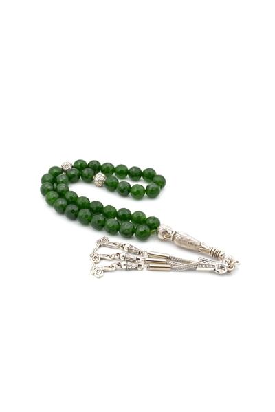 Murty99 Mărgele de rugăciune din piatră de jad naturală cu tăiere cu fațete a...