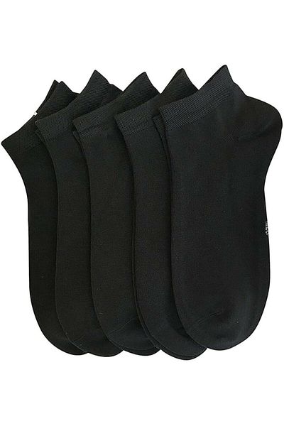 Meguca Socks Черни памучни чорапи с обувки до глезена 5 пакета
