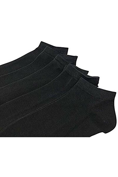 Meguca Socks Siyah Pamuklu Bilek Boy Patik Çorap 5'li Paket