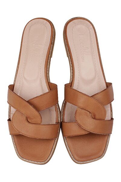 Fitbas 112621 164 Γυναικείες παντόφλες μεγάλου μεγέθους καφέ χρώματος