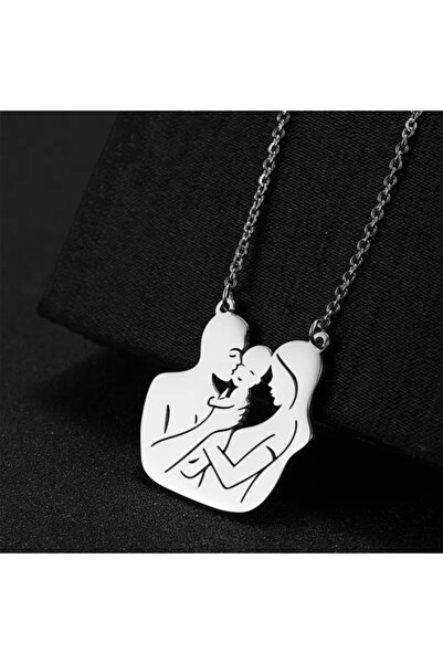 Genel Markalar 925 Ayar Gümüş Anne Baba Bebek Tasarım Kolye