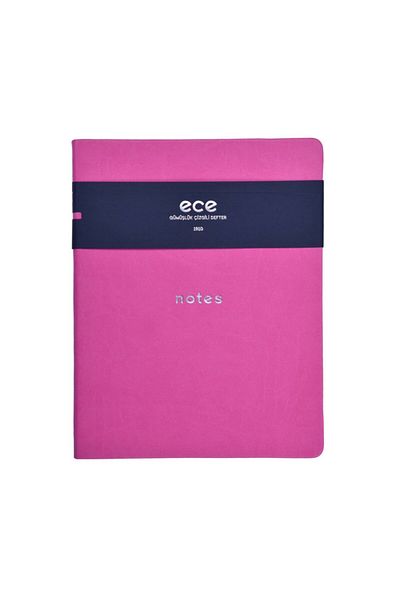 Ece Ajanda دفتر Ece - فضي 18x24 - وردي مخطط