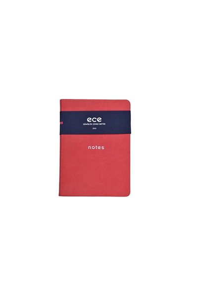 Ece Ajanda Ece Notebook - Silver 13X18 - Striped Red