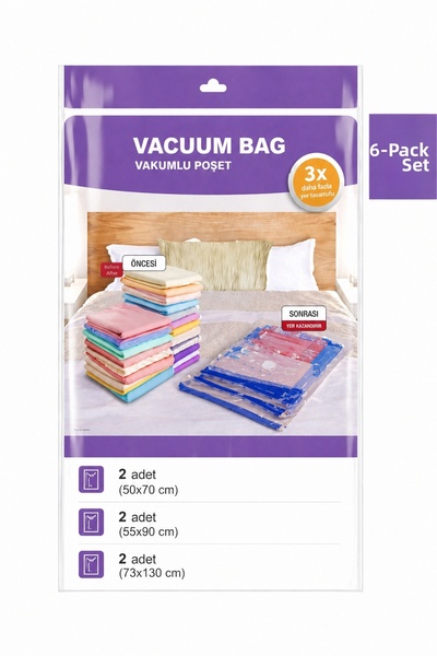 SHARI Vacuum Storage Bag Set of 6 – Vacuum Bag Set Large Xlarge XXL – Space-S...
