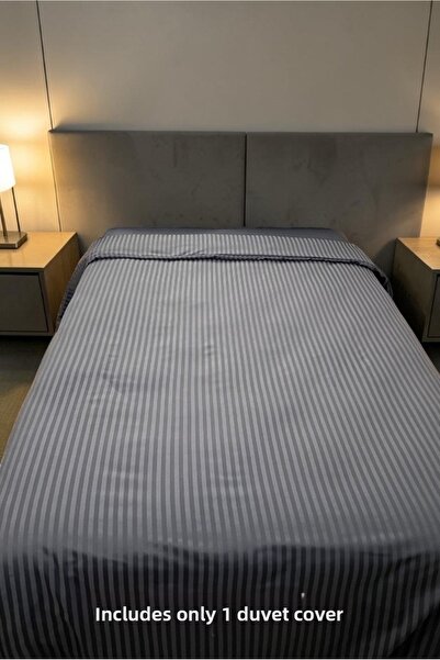 VESSİNOHOME Παπλωματοθήκη Μόνο Βαμβακερό Σατέν Μονό Πολυτελές Ριγέ Σατέν Παπλ...