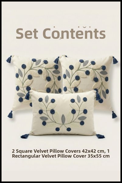 morlina home 3-Piece Boho Modern Living Room Set Punch Embroidered Decorative...