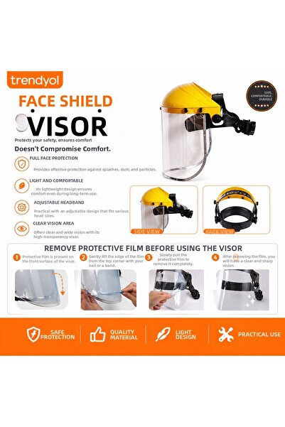 ery iş güvenliği ekipmanları Face Protective Visor 20x40 Cm Set Ge1202