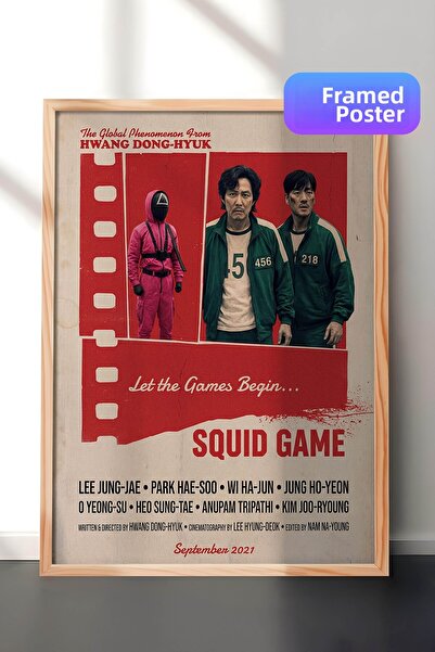 Postifull Αφίσα του Squid Game με ξύλινο πλαίσιο, Πίνακας Κινηματογράφου και ...