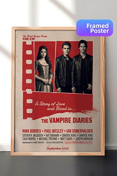Postifull The Vampire Diaries Ξύλινη Αφίσα με Κορνίζα, Πίνακας Κινηματογράφου...