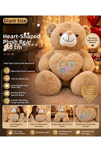 TRUST STORE Giant Size Heart Plush Teddy Bear 150 cm Ultra Soft Large Size Sp...