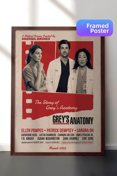 Postifull Αφίσα Grey’s Anatomy με καφέ πλαίσιο, Πίνακας Κινηματογράφου και Τη...