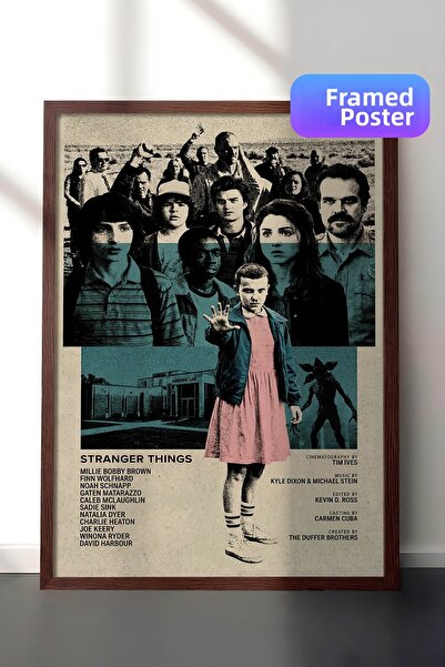 Postifull Αφίσα Stranger Things με καφέ πλαίσιο, Πίνακας κινηματογράφου και τ...
