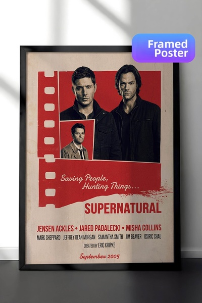 Postifull Υπερφυσική αφίσα με μαύρο πλαίσιο, ζωγραφική ταινιών και σειρών τηλ...
